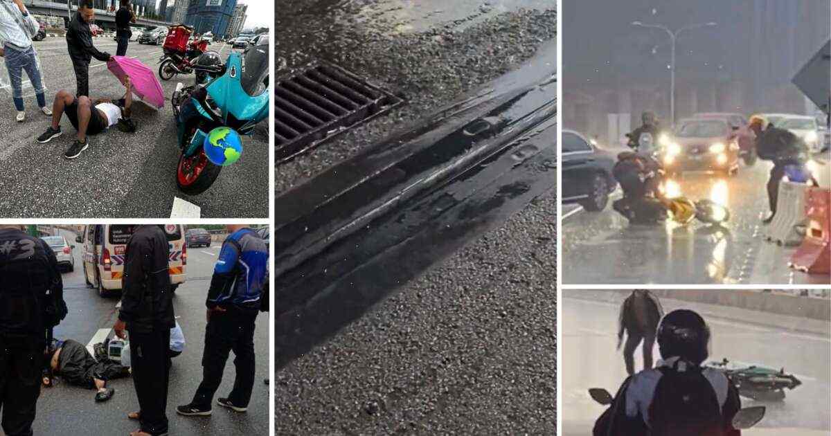Riders Fall Victim to Poor Road Design and Heavy Downpour